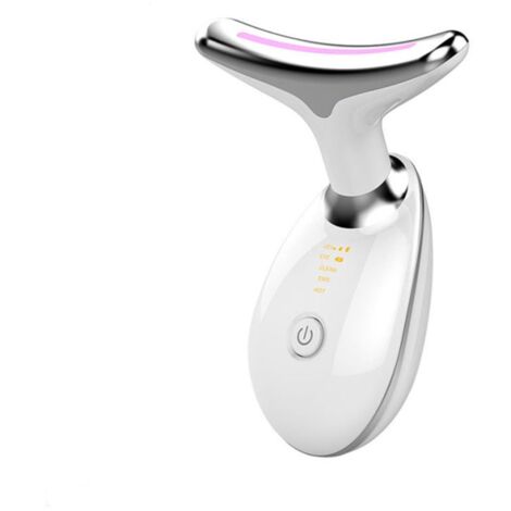 Appareil de massage cervical par luminothérapie LED 3 couleurs avec stimulation électromagnétique (EMS), vibrations ioniques et soniques pour raffermir et rajeunir - Blanc-AquaForge