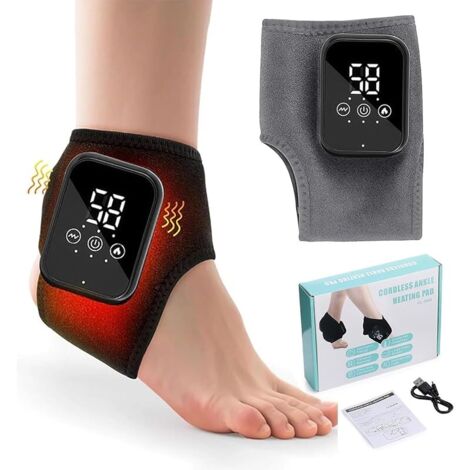 Appareil de massage électrique 3 en 1 pour pieds - Masseur de pieds sans fil avec 3 modes et 5 niveaux de chaleur - Coussin de massage chauffant pour pieds et talons pour hommes et femmes (1 pièce)