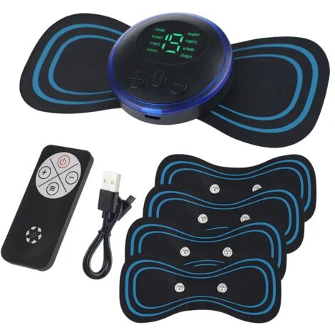 Appareil de massage électrique EMS pour la nuque avec écran LCD, 8 modes, patch de massage cervical, stimulateur musculaire à impulsions, portable, soulagement de la douleur06426-AquaForge