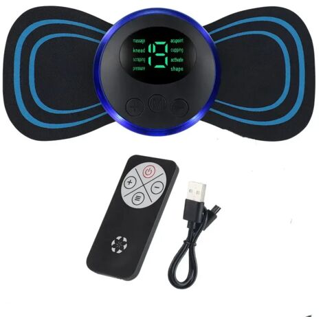 Appareil de massage électrique EMS pour la nuque avec écran LCD, 8 modes, patch de massage cervical, stimulateur musculaire à impulsions, portable, soulagement de la douleur06561-AquaForge