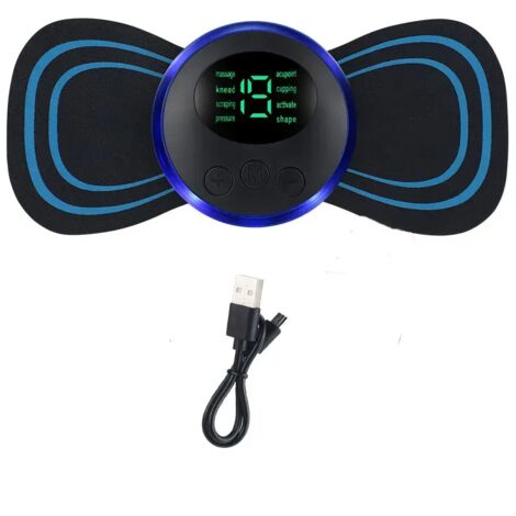 Appareil de massage électrique EMS pour la nuque avec écran LCD, 8 modes, patch de massage cervical, stimulateur musculaire à impulsions, soulagement portable de la douleur06562-AquaForge