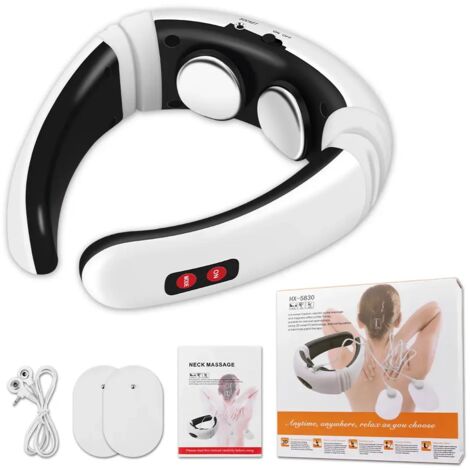 Appareil de massage électrique pour la nuque, masseur de nuque électrique EMS à 6 modes, chauffage et massage des vertèbres cervicales, outil de soulagement de la douleur-AquaForge