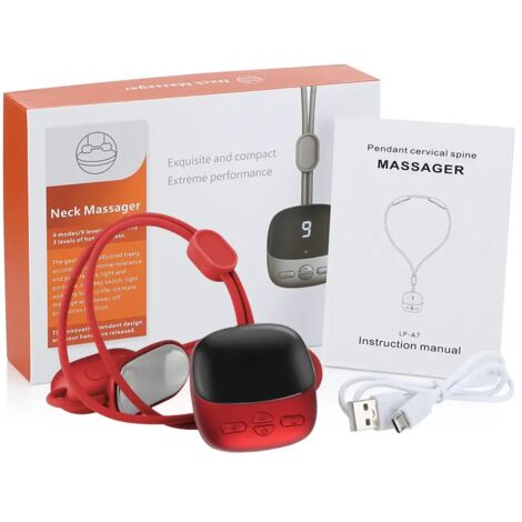 Appareil de massage EMS suspendu pour les épaules et la nuque, massage de la colonne cervicale, microcourant chaud, TENS, compresse chaude, stimulateur musculaire par impulsions d'acupuncture-AquaForg