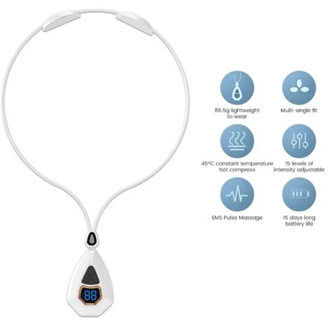 Appareil de massage EMS/TENS rechargeable pour la nuque, le dos et le cou, avec chaleur pulsée 3D, pour soulager la douleur et soulager les douleurs des épaules.-AquaForge