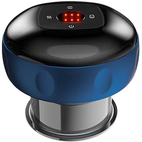 Appareil de Massage Ventouses Électrique 6 Vitesses, Compresse Chaude Sans Flamme, Gua Sha Bleu