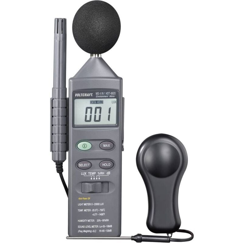 Dt 8820 Appareil de mesure de température -20 - +750 °c sonde k testeur d'environnement multifonction 4-en-1 - Voltcraft