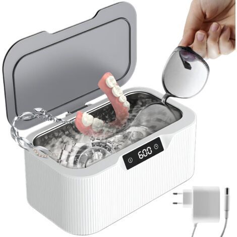 Appareil de nettoyage à ultrasons Appareil de nettoyage pour lunettes Nettoyeur à ultrasons 500 ml Bain à ultrasons Nettoyeur avec 4 fonctions temporelles et horloge, appareil à ultrasons