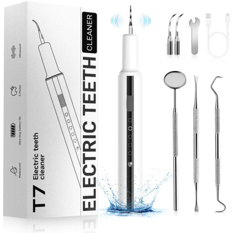 Appareil de nettoyage dentaire ultrasonique efficace avec lumière LED, 5 modes