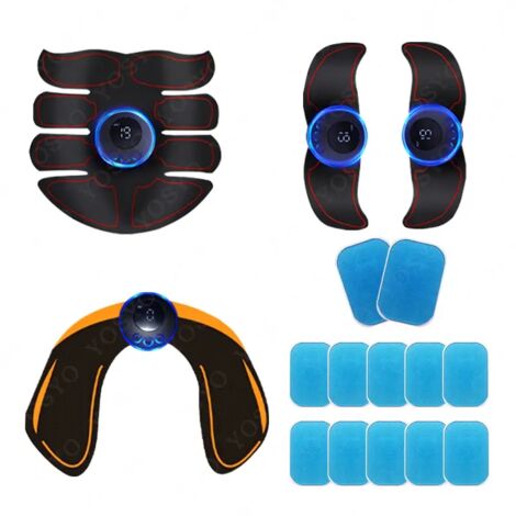 Appareil de stimulation musculaire EMS rechargeable, entraîneur intelligent pour exercices des hanches et des abdominaux, masseur corporel électrique amincissant pour la perte de poids01976-AquaForge