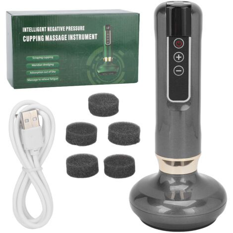 Appareil de Thérapie par Ventouses Électrique Rechargeable pour le Dos - Masseur Gua Sha Anti-Douleur Réglable