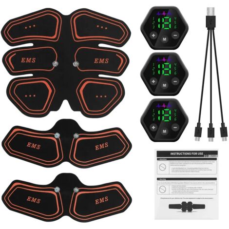 Appareil d'électrostimulation abdominale et des hanches avec écran LCD et port USB pour l'entraînement des abdominaux, le fitness à domicile et l'amincissement du corps (corset gainant) 02836-AquaForg