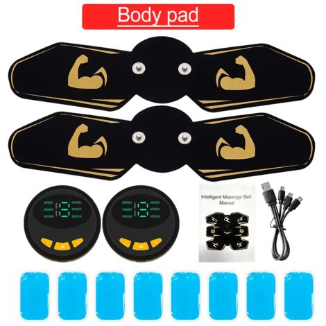 Appareil d'électrostimulation musculaire pour abdominaux, bras et jambes, stimulateur ABS, fitness, fessiers, appareil de massage amincissant pour le massage musculaire, unisexe03730-AquaForge