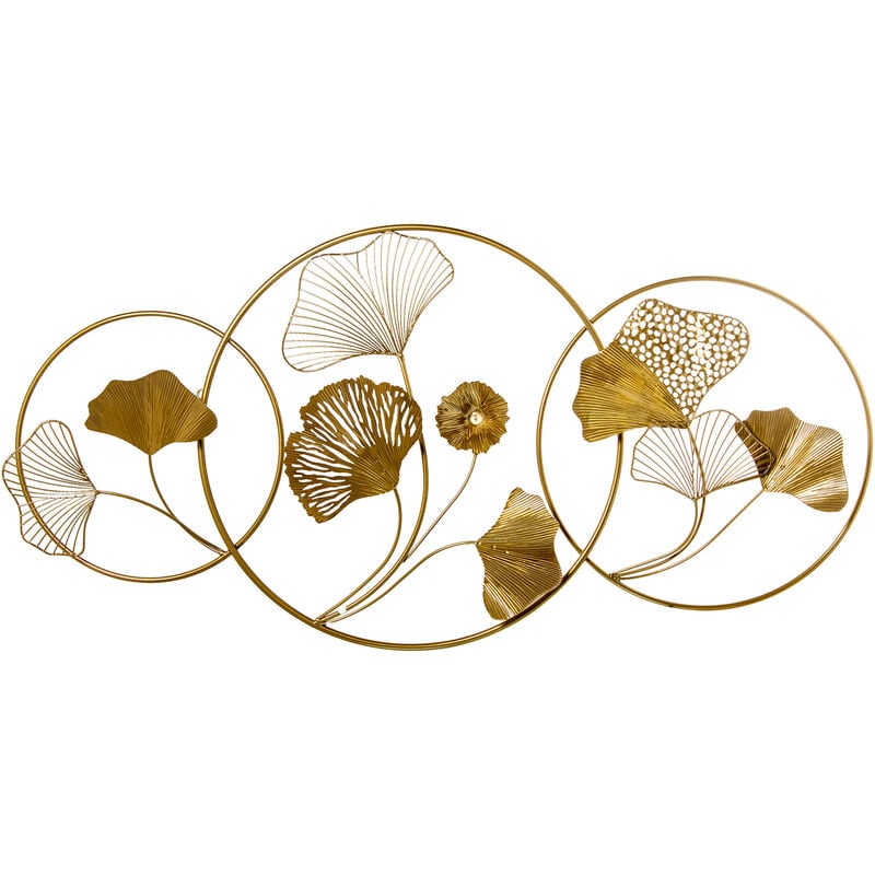 Ornement mural en métal feuilles dorées 119X59X6 Cm