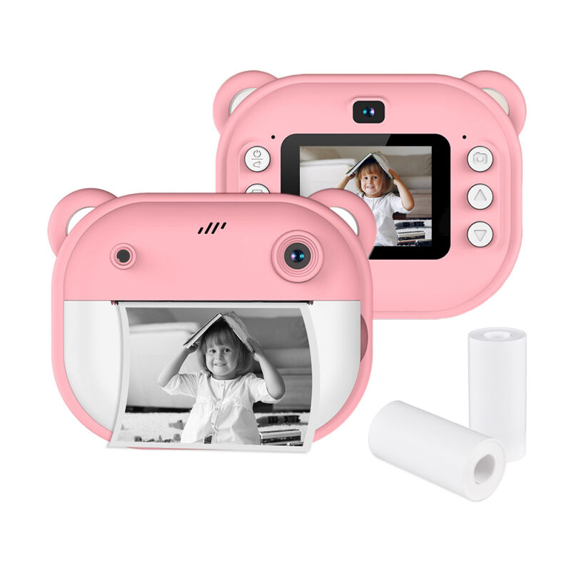 Lifcausal - Appareil photo à impression instantanée pour enfants Appareil photo numérique 1080P avec double objectif Écran de 2 pouces Batterie