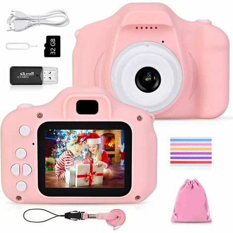 Violet cadeau d'anniversaire YunLone ToyZoom Appareil photo pour enfants 24 MP Selfie appareil photo numérique 1080P HD caméra avec 32 Go carte SD 