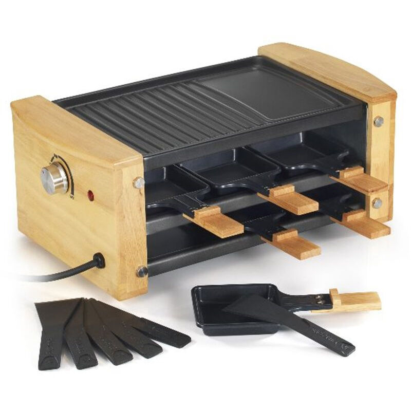Kitchenchef - raclette gril 6P 900W bois range poelons