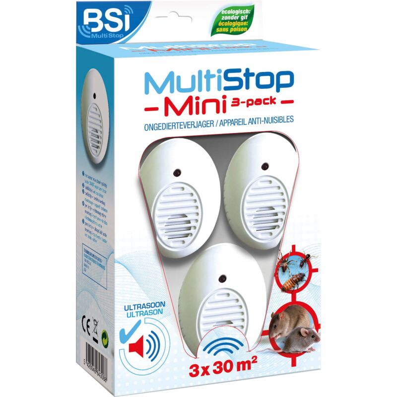 Ultrasons 'MultStop Mini' Pack 3 pièces. Répulsif. BSI 64308