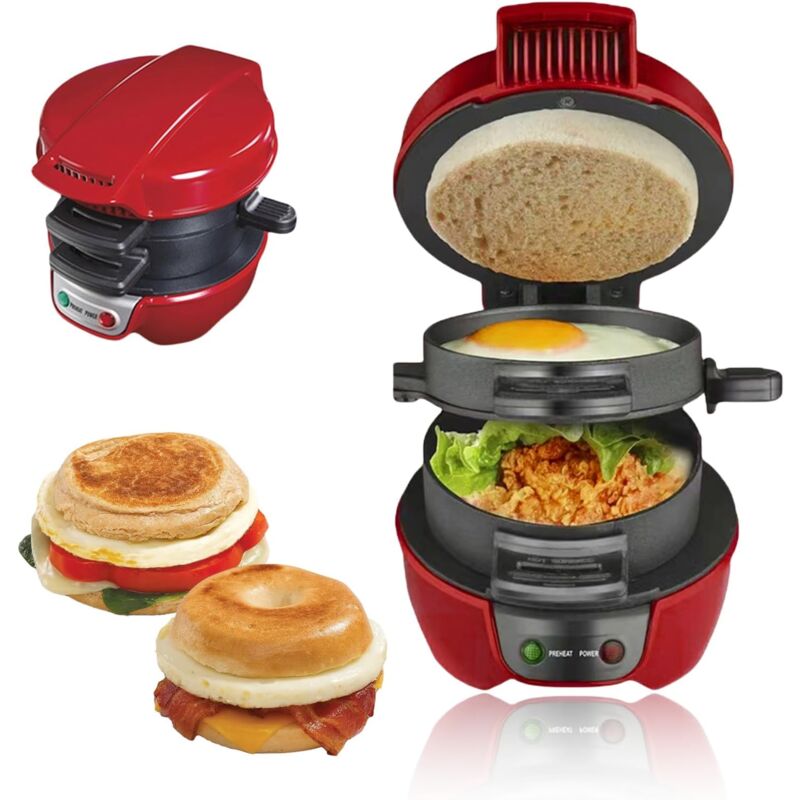 Appareils à Sandwiches, Grill Sandwich/Hamburger, Avec Compte à Rebours Numérique, Lave-vaisselle, Parfait Pour Les Hamburgers, Collations,