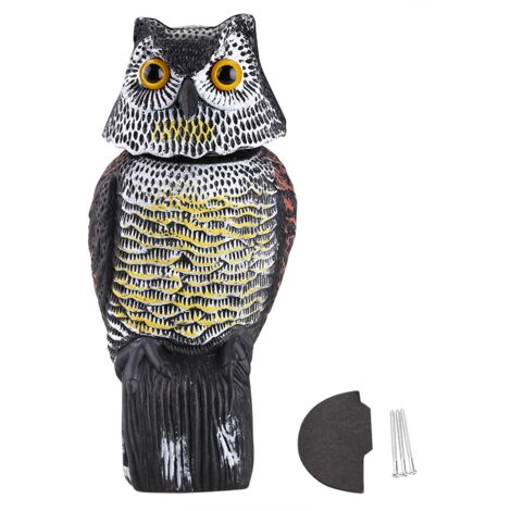 Appât à chouette à tête rotative, répulsif pour oiseaux et insectes, épouvantail, décoration de jardin, avec son
