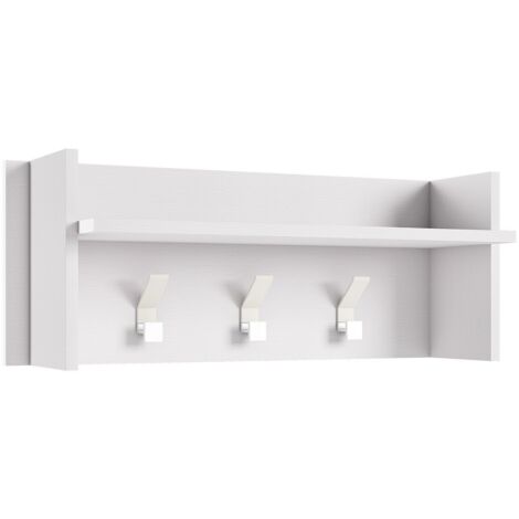 Appendiabiti 90x29 cm  bianco frassinato  con un ripiano e tre ganci  - Nantes