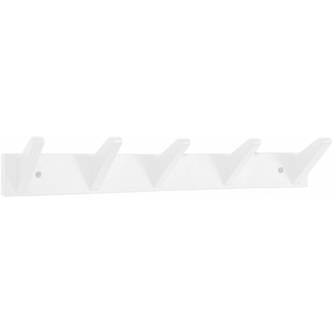 Appendiabiti a Muro 5 Ganci 57x9 cm in Legno Daiki Bianco