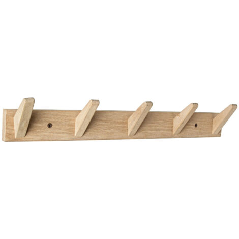 Appendiabiti a Muro 5 Ganci 57x9 cm in Legno Daiki Natural