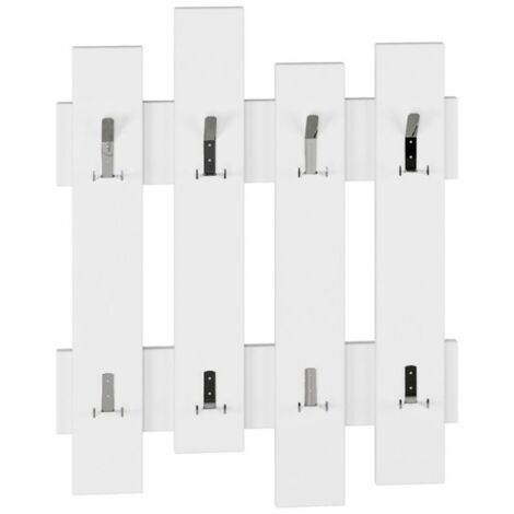 Appendiabiti a Muro in Legno Bianco con Ganci Moderno Mobile ingresso a Parete