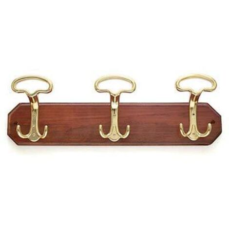 Appendiabiti a muro lady legno noce acciaio oro posti 3 cm 50