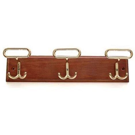 Appendiabiti a muro leonzio legno noce acciaio oro posti 3 cm 32