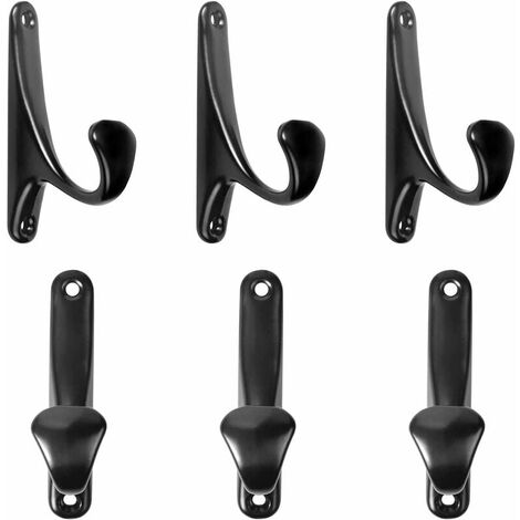 Appendiabiti a parete, 6 ganci appendiabiti, ganci appendiabiti retrò neri da avvitare, gancio per accappatoio con viti, gancio singolo per cucina bagno camera da letto,