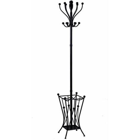 Appendiabiti a Stelo 30x30xh184 cm in Metallo Nero