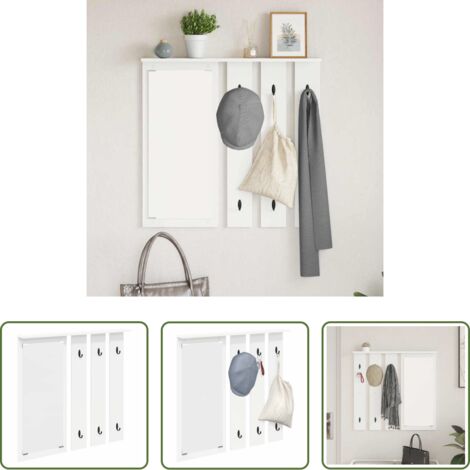 Appendiabiti corridoio -  Appendiabiti a muro Bianco 84 x 10 x 80 cm Legno multistrato