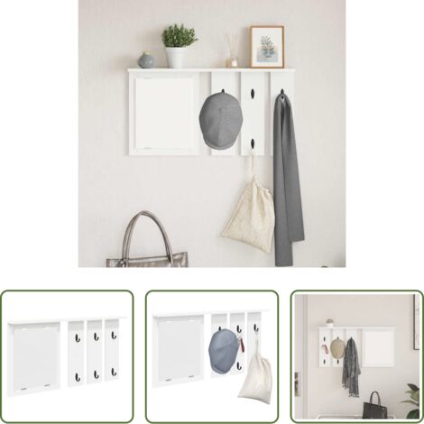 Appendiabiti corridoio -  Appendiabiti a muro Bianco 85 x 10 x 45 cm Legno multistrato