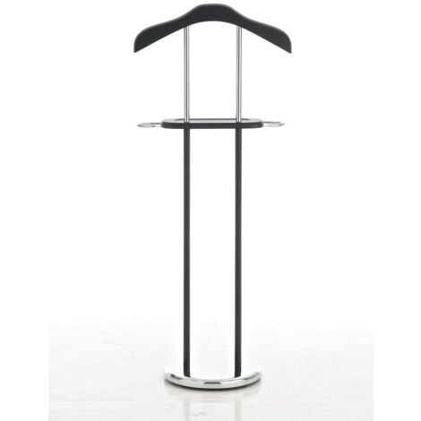 Appendiabiti da camera servomuto in metallo cromato e legno nero MOC10014