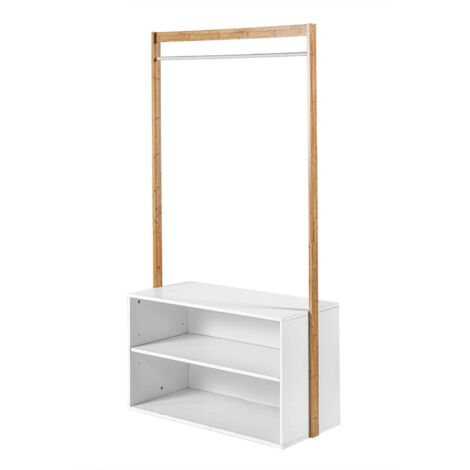 EASYCOMFORT Appendiabiti da Terra Verticale Moderno per Ingresso,  45x45x180cm, Bianco