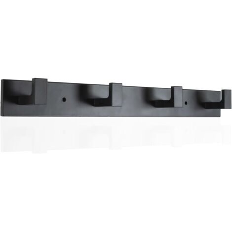 Appendiabiti da parete, 4 ganci a parete, appendiabiti da parete in acciaio inox, appendiabiti da parete resistente con ganci (nero lucido, 4 ganci)