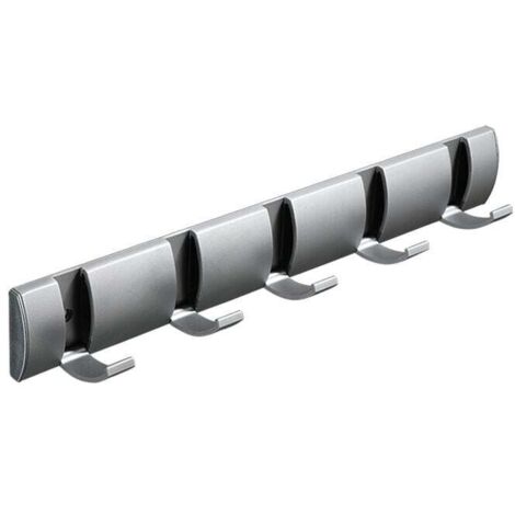 Appendiabiti da parete 40 cm 5 flip con 5 ganci a scomparsa