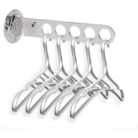 Appendiabiti da parete, appendiabiti pieghevole, grucce in acciaio inox, ganci da parete per balconi, armadi, lavanderie, bagni (5 ganci)