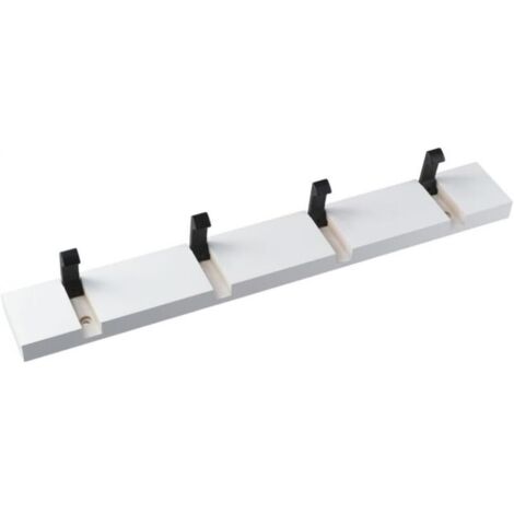 Appendiabiti da parete con 4 ganci estensibili, Appendiabiti da parete per appendere cappotti, sciarpe, borse e altri oggetti, bianco
