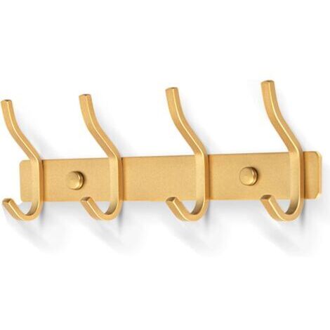 Appendiabiti da parete con 4 ganci, ganci appendiabiti da parete in acciaio inox per asciugamani (oro, 4 ganci)
