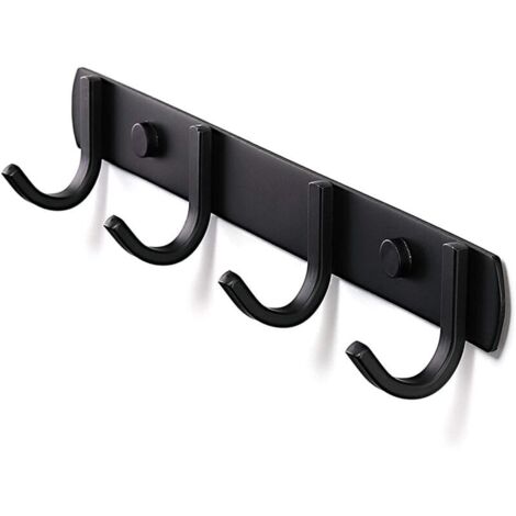 Appendiabiti da parete, ganci appendiabiti di design in acciaio inossidabile, robusti ganci da bagno per camera da letto o ufficio, nero (4 ganci)