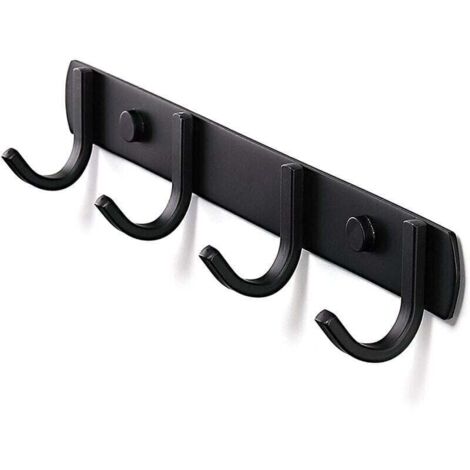 Appendiabiti da parete, ganci appendiabiti di design in acciaio inossidabile, solidi ganci da bagno per camera da letto e ufficio, neri (4 ganci)