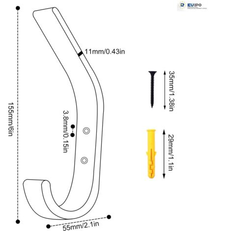 Appendiabiti da parete in legno massello (4 pezzi) - Ganci di design in rovere lucidato a mano - Capacità di carico 10 kg - Per cucina, camera da letto e bagno