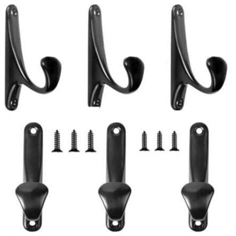 Appendiabiti da parete, set di 6 ganci appendiabiti, gancio appendiabiti retrò nero a vite, gancio per accappatoio con viti, gancio singolo