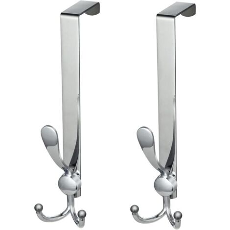 Appendiabiti da porta, 2 ganci per porta in acciaio inox (senza trapano), ganci per porta per camera da letto e bagno