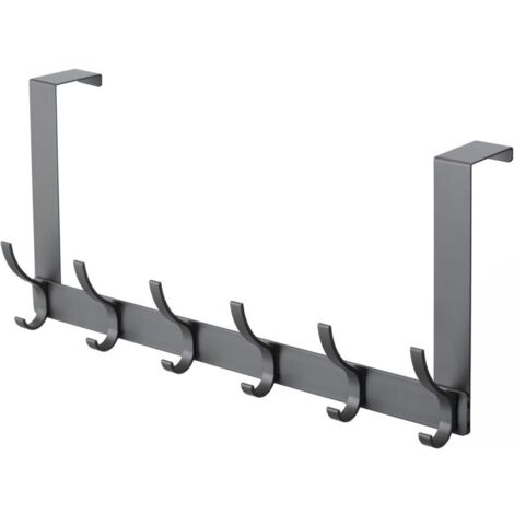 Appendiabiti da porta con 6 ganci, Appendiabiti da porta, Adatto per ganci da porta di bagno e cucina (Grigio scuro)