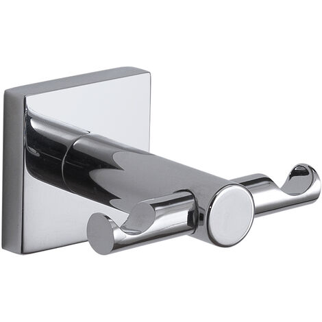 Appendiabiti doppio da muro in acciaio inox AISI 304 e Cromall FJ26 Gedy serie FUJI Cromato