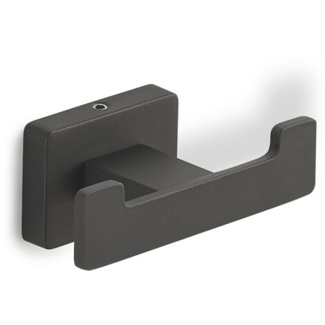 Appendiabiti doppio da muro in acciaio inox e Cromall 4426 Gedy serie ATENA Nero opaco