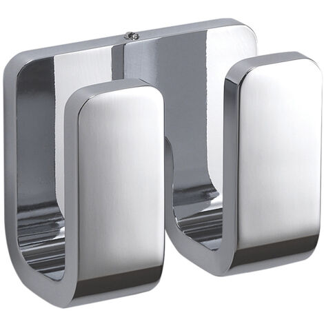 Appendiabiti doppio da muro in ottone, acciaio inox e Cromall 3228 Gedy serie OUTLINE Cromato