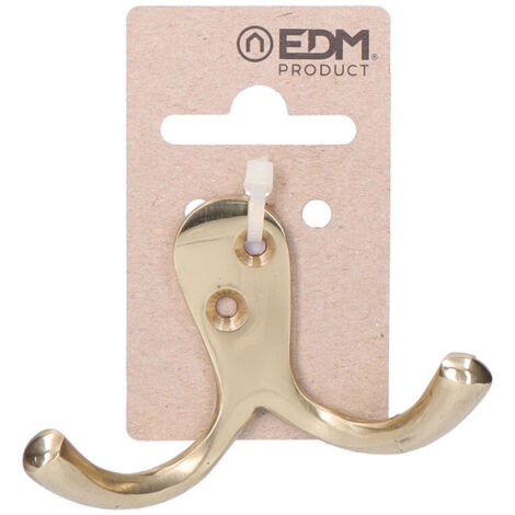 Appendiabiti doppio in ottone lucido con pendente in cartone EDM